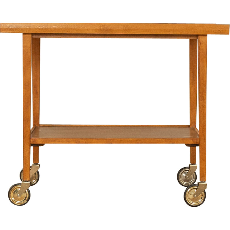 Vintage serving trolley in solid beech and formica, Germany 1960