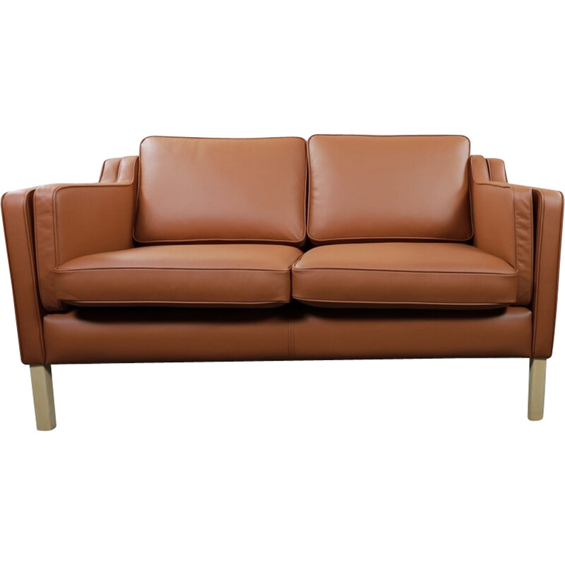 Vintage 2-seater sofa model 2212 in cognac leather by Borge Mogensen