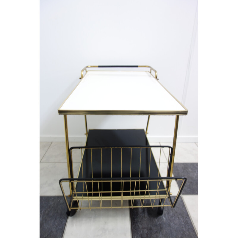 Brass serving trolley on wheels - 1950s