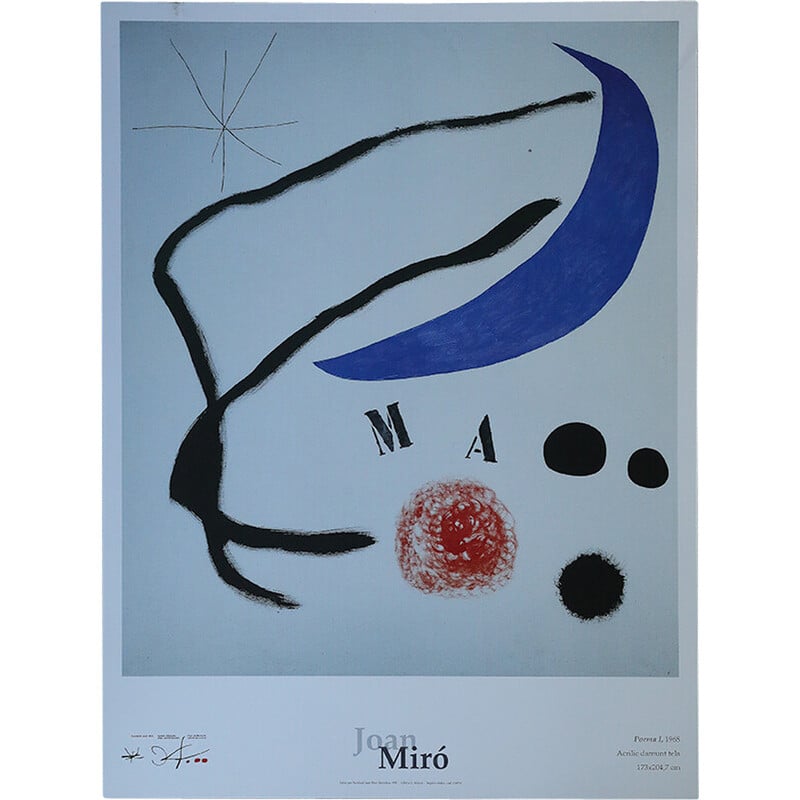 Affiche vintage Poème de Joan Miró, Barcelone 1995