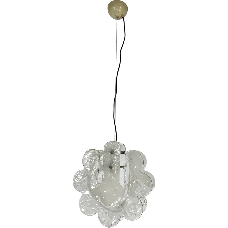 Vintage Murano pulegoso glass pendant lamp for Mazzega, Italy 1970