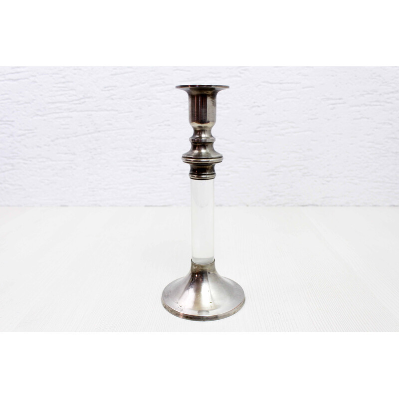 Vintage candlestick in lucite and metal, 1960