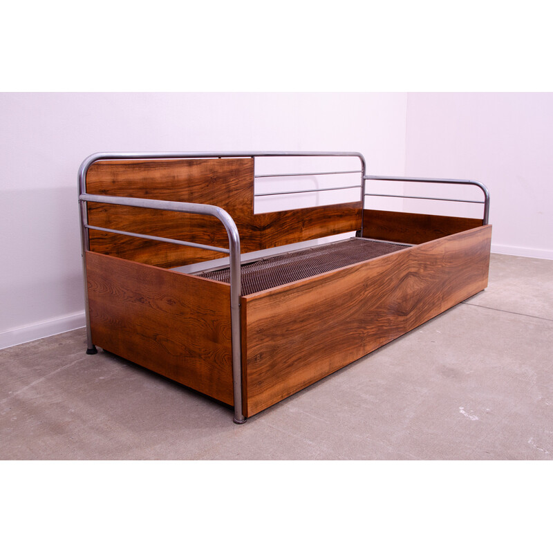 Vintage Bauhaus wooden 3-seater sofa, Czechoslovakia 1930