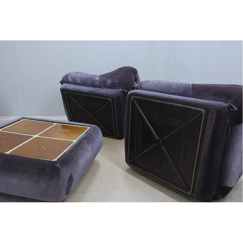 Vintage purple velvet living room set by Rino Maturi for Mimo Padova, 1970