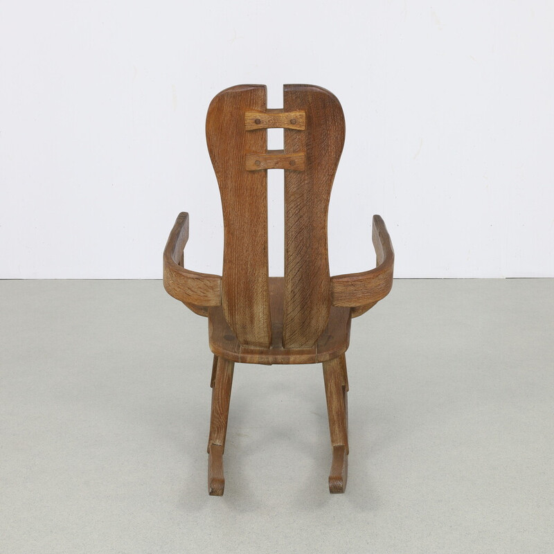 Vintage rocking chair in solid oak by De Puydt, 1970