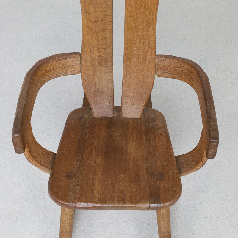 Vintage rocking chair in solid oak by De Puydt, 1970