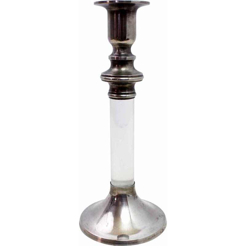 Vintage candlestick in lucite and metal, 1960