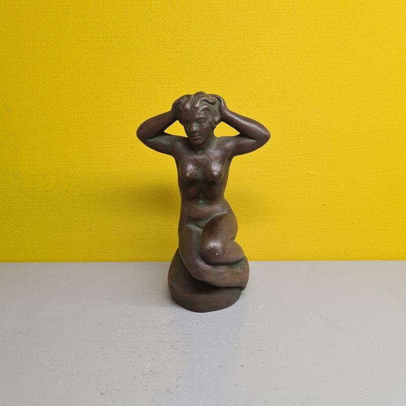 Sculpture vintage en céramique d'une sirène par L. Hjorth, Danemark 1950