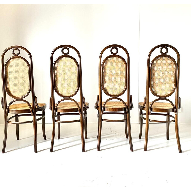 Lot de 4 chaises à repas vintage modèle 207 en hêtre courbé pour Thonet, Autriche 1970