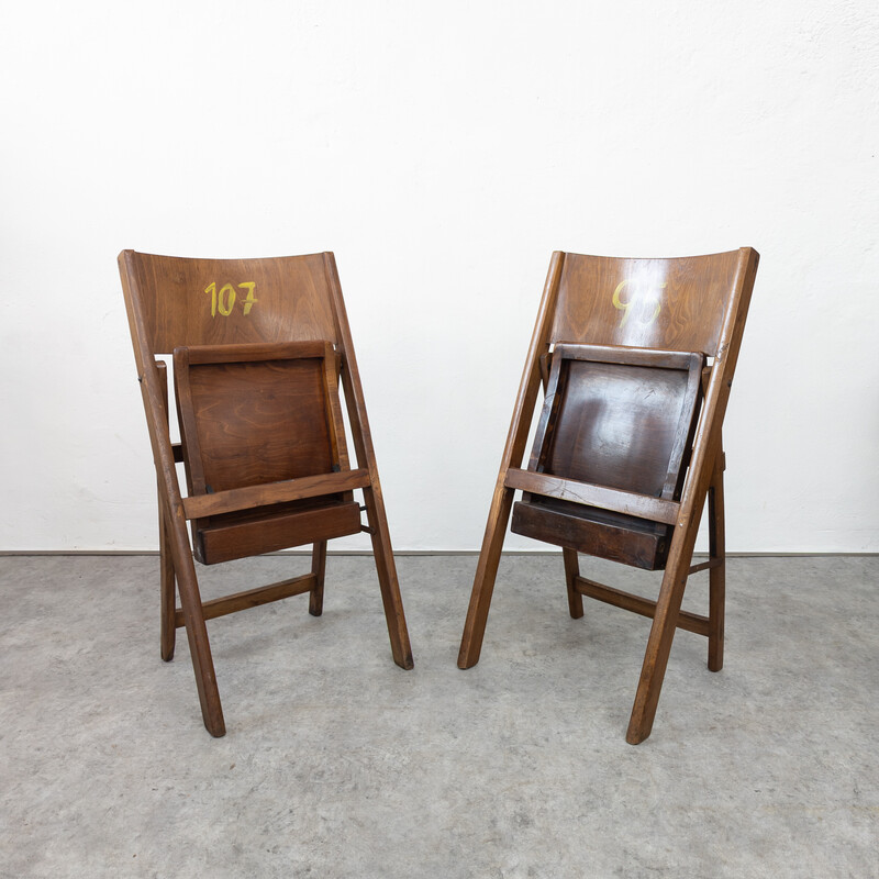 Pair of vintage folding cinema chairs for Thonet, 1930