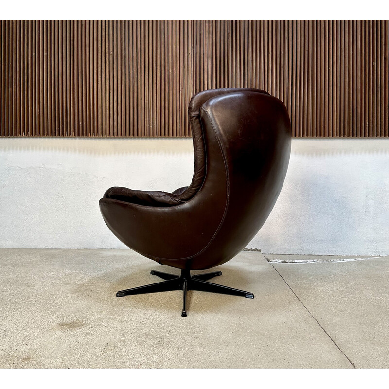 Vintage armchair in leather and black steel by Henry Walter Klein for Bramin, Denmark 1960