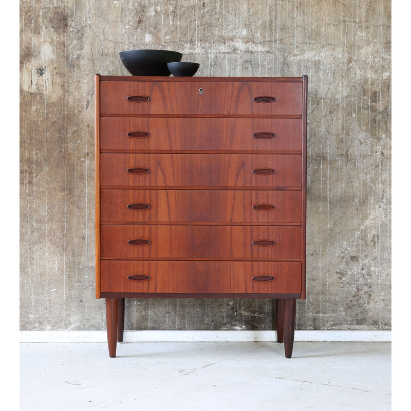 Mid century Scandinavian dark teak chest of drawers - 1960s