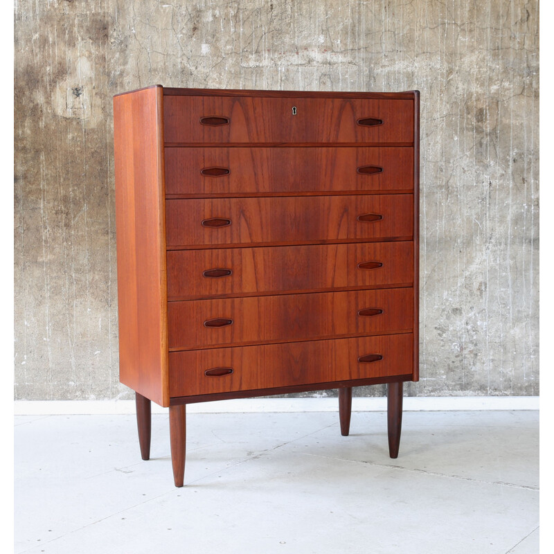 Mid century Scandinavian dark teak chest of drawers - 1960s