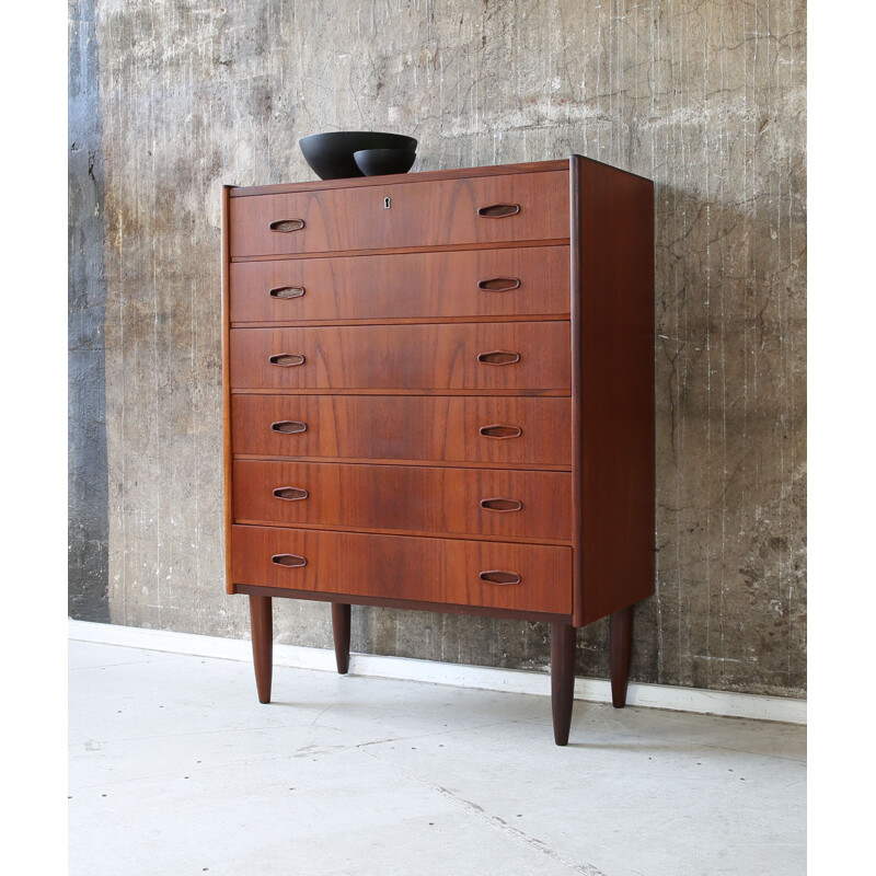 Mid century Scandinavian dark teak chest of drawers - 1960s