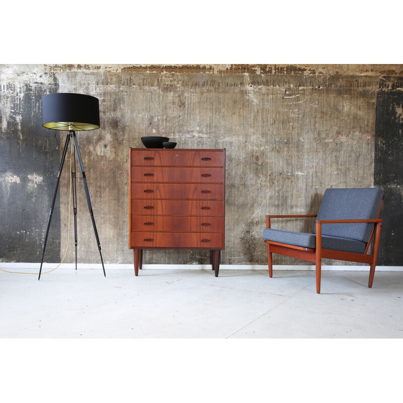 Mid century Scandinavian dark teak chest of drawers - 1960s