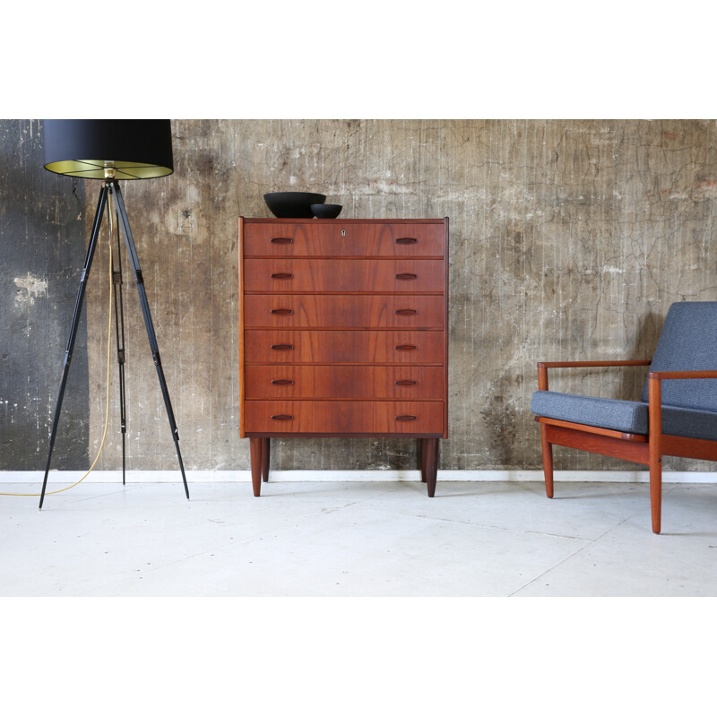 Mid century Scandinavian dark teak chest of drawers - 1960s