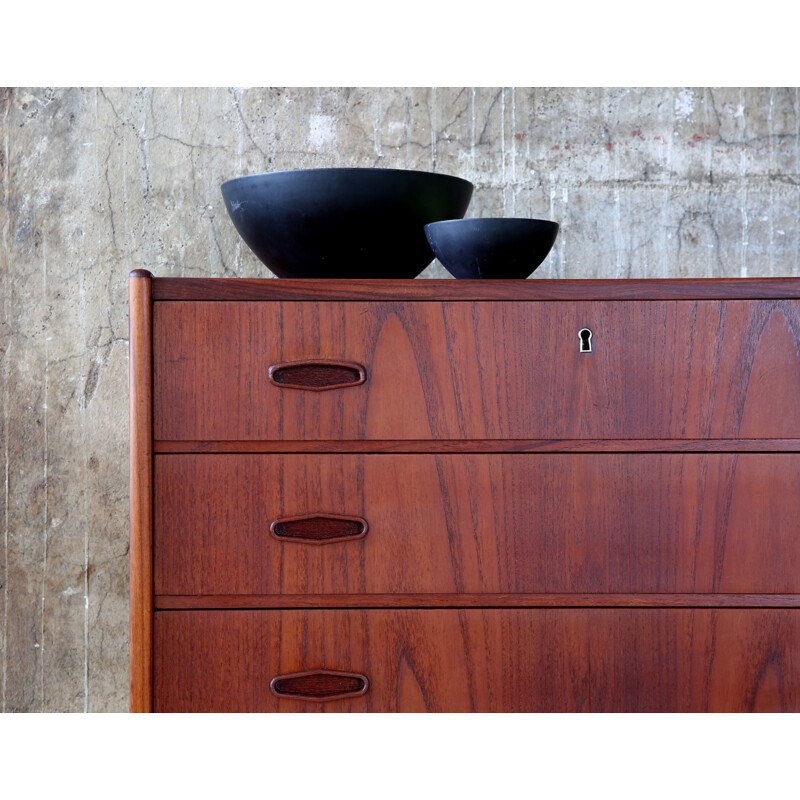 Mid century Scandinavian dark teak chest of drawers - 1960s