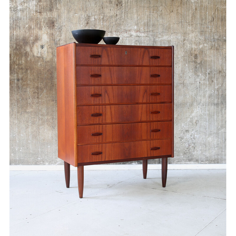 Mid century Scandinavian dark teak chest of drawers - 1960s