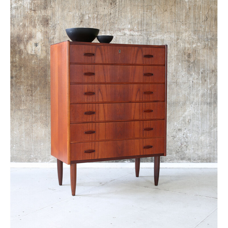 Mid century Scandinavian dark teak chest of drawers - 1960s