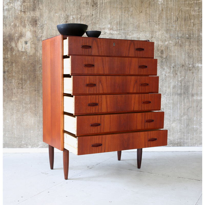Mid century Scandinavian dark teak chest of drawers - 1960s