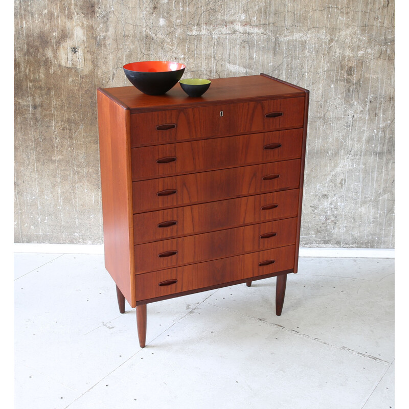 Mid century Scandinavian dark teak chest of drawers - 1960s