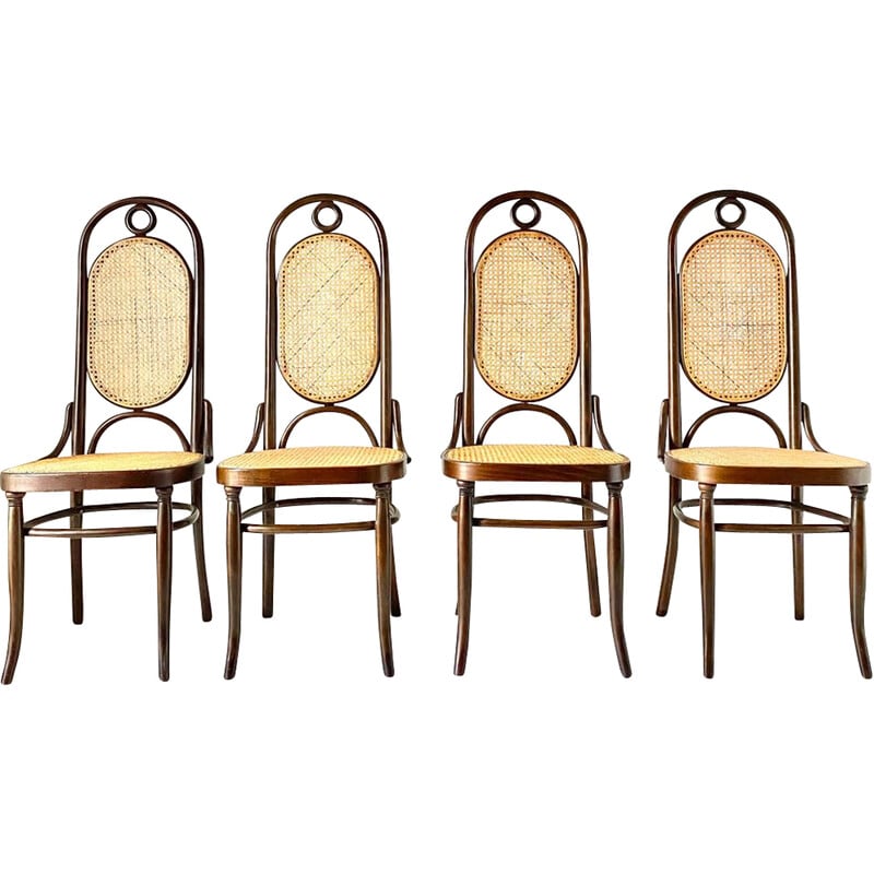 Lot de 4 chaises à repas vintage modèle 207 en hêtre courbé pour Thonet, Autriche 1970