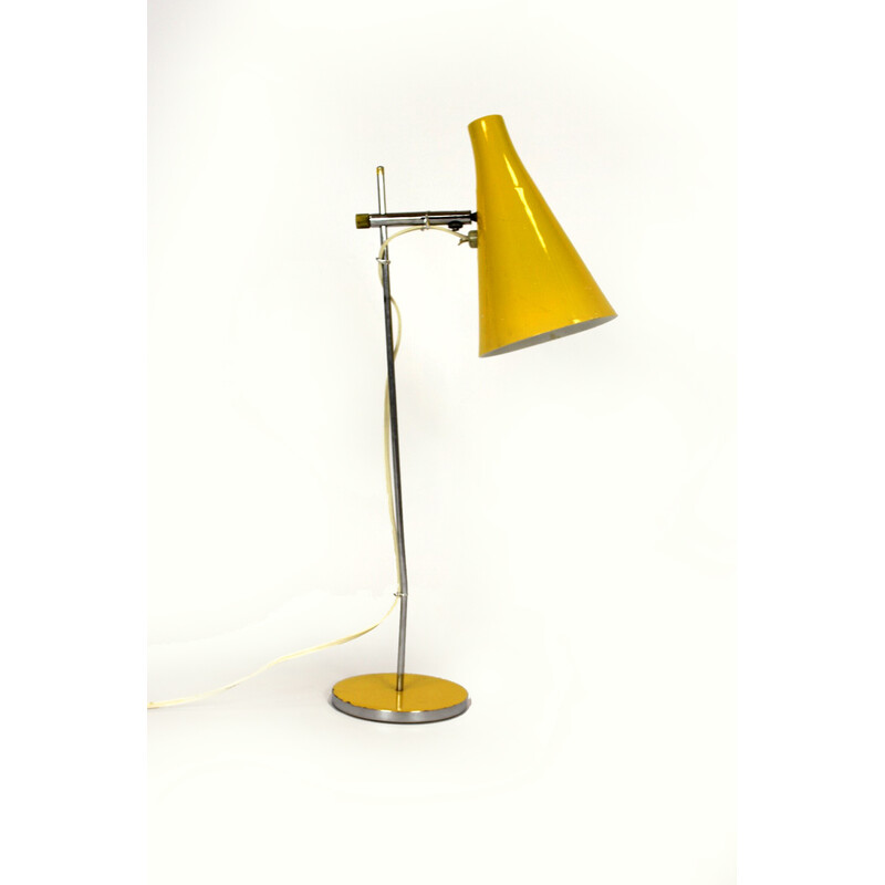 Lampe de bureau vintage jaune par Josef Hurka pour Lidokov, 1970