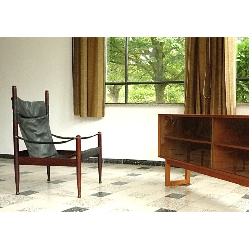 Vintage Safari leather armchair by Erik Wørts for Niels Eilersen, 1960