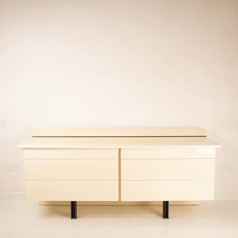 Vintage “Alanda” chest of drawers in wood and black steel by Paolo Piva for B et B, Italy 1970