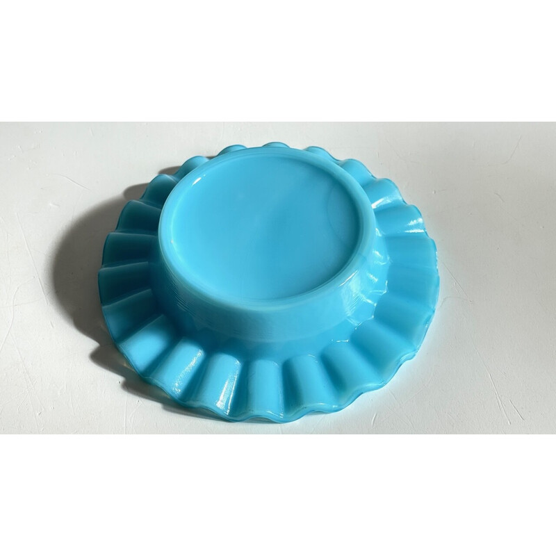 Vintage blue opaline glass ashtray