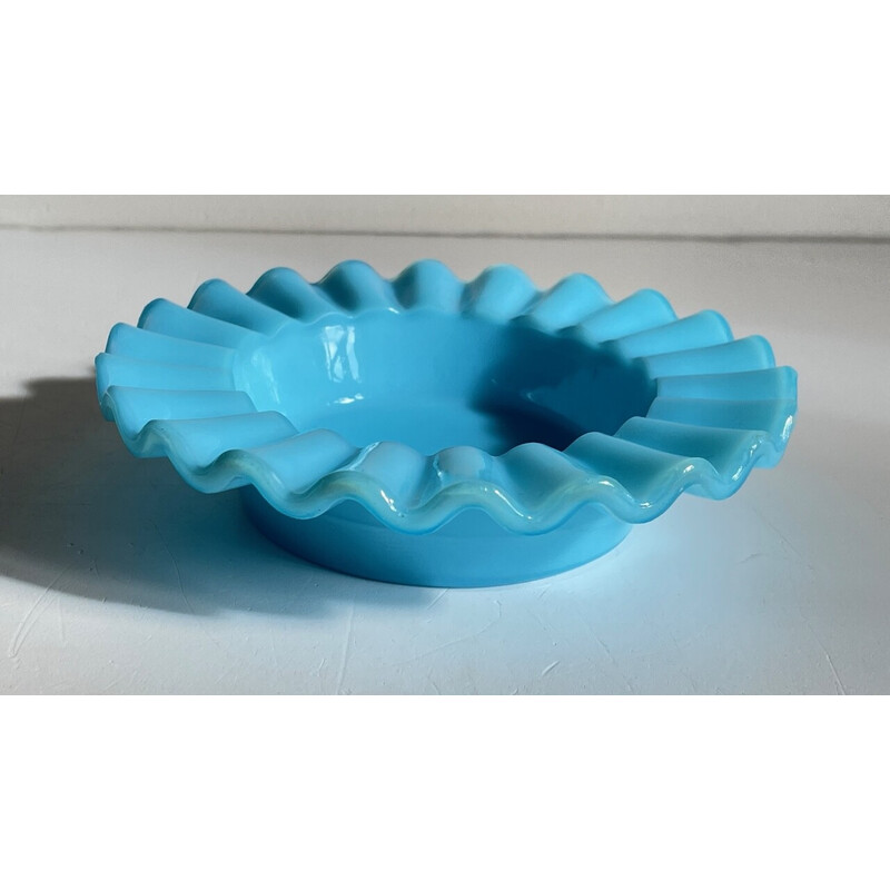 Vintage blue opaline glass ashtray