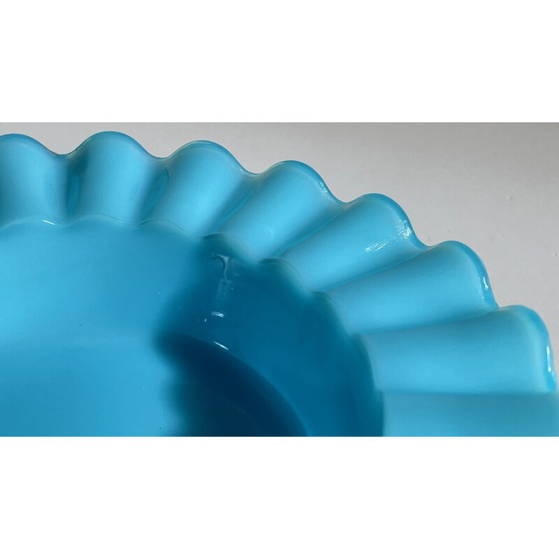 Vintage blue opaline glass ashtray