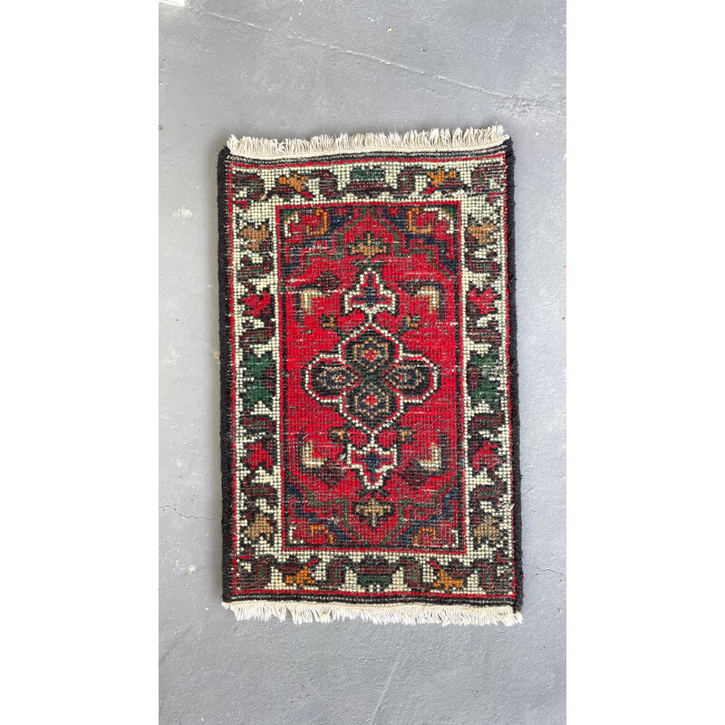 Tapis oriental vintage en laine et coton