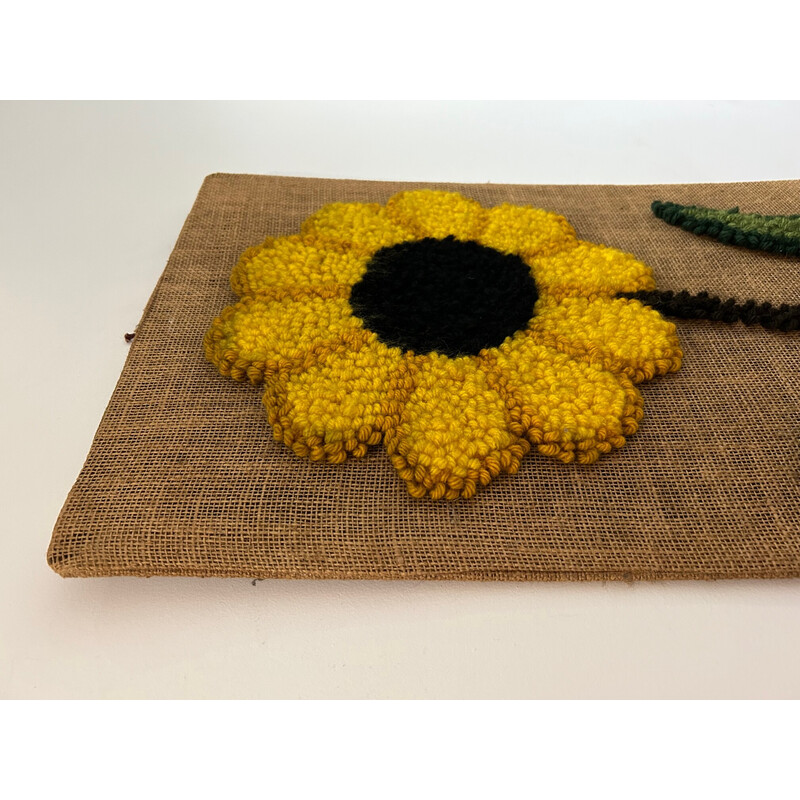 Vintage sunflower rug, 1970