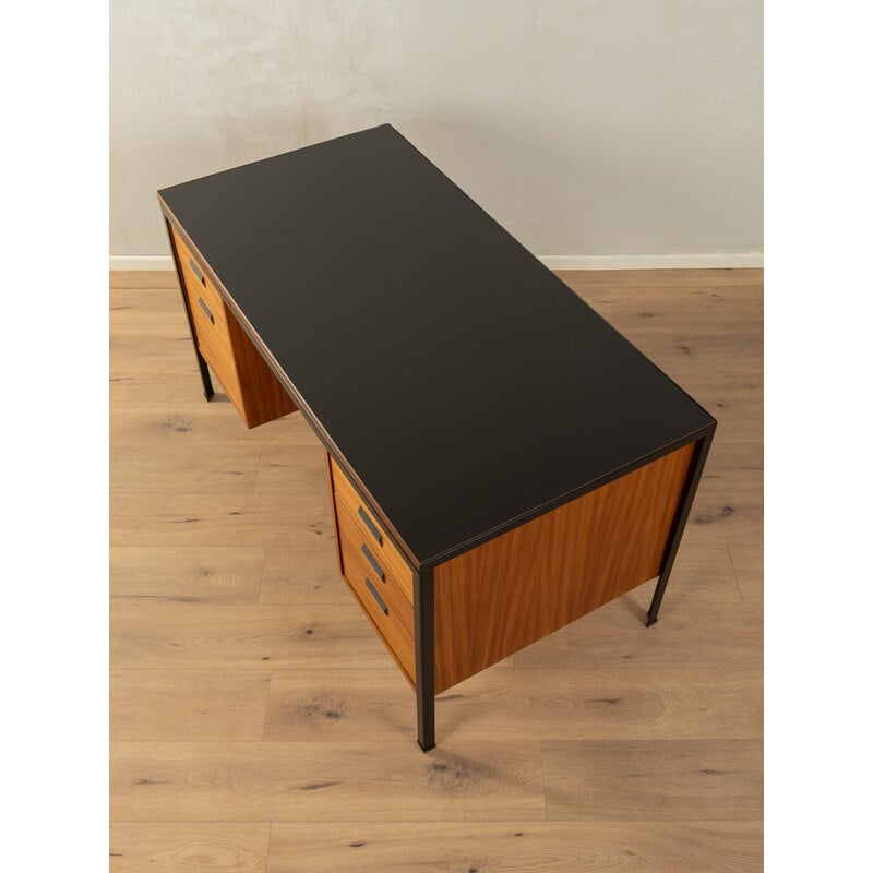 Bureau vintage en placage de teck et formica noir pour Planmöbel, Allemagne 1960