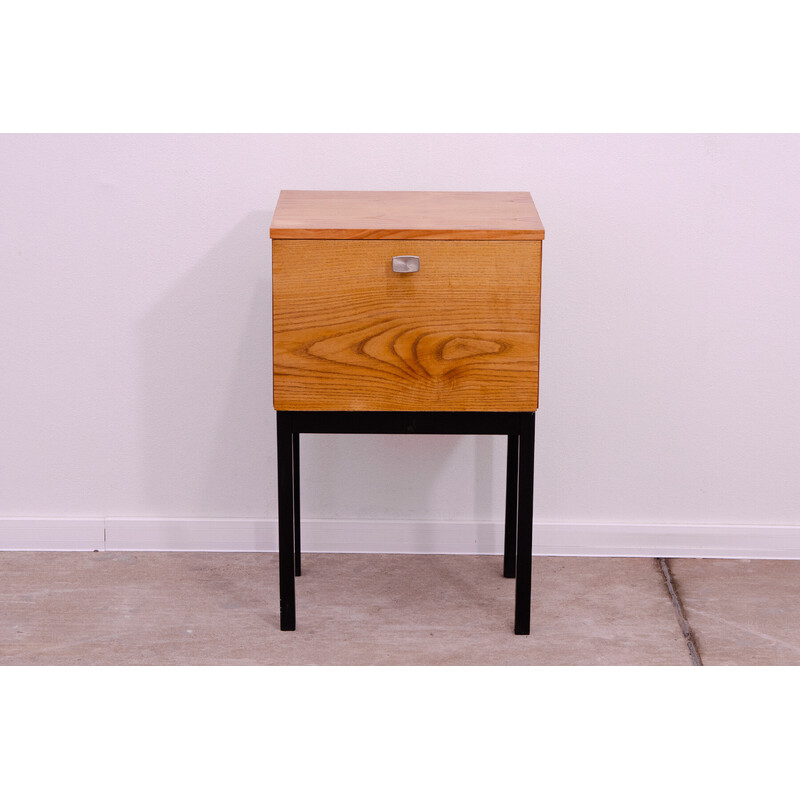 Vintage ash wood and maple bedside table by Jindřich Halabala for Up Závody, Czechoslovakia 1960