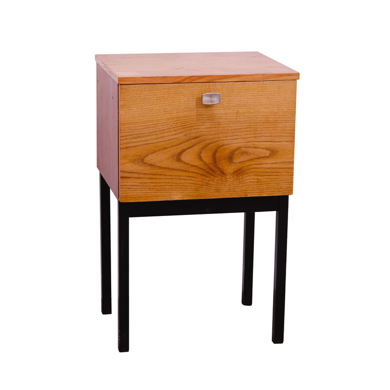 Vintage ash wood and maple bedside table by Jindřich Halabala for Up Závody, Czechoslovakia 1960