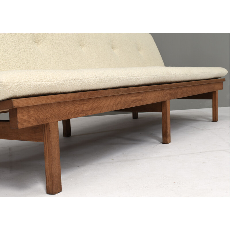 Vintage 3-seater sofa model 2219 in solid oak and Boucle fabric by Børge Mogensen for Frederica, Denmark 1950