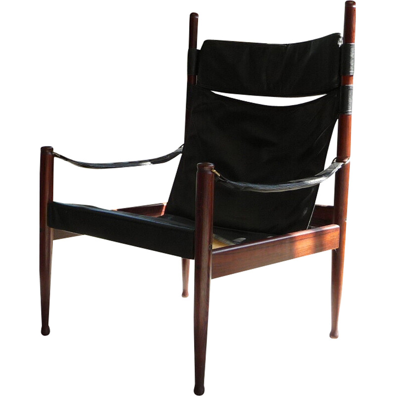 Vintage Safari leather armchair by Erik Wørts for Niels Eilersen, 1960