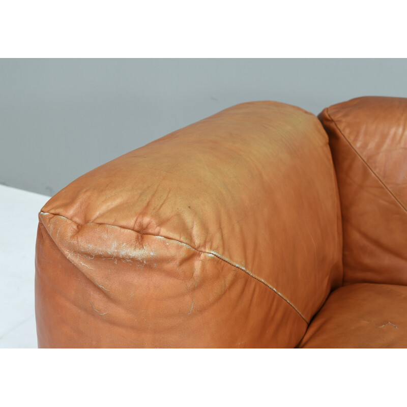 Vintage 3-seater sofa in beige leather by Mario Marenco for Arflex, Italy 1970