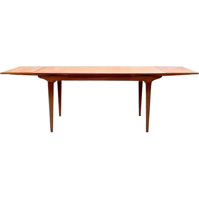 Scandinavian teak dining table with 2 extensions - 1960s