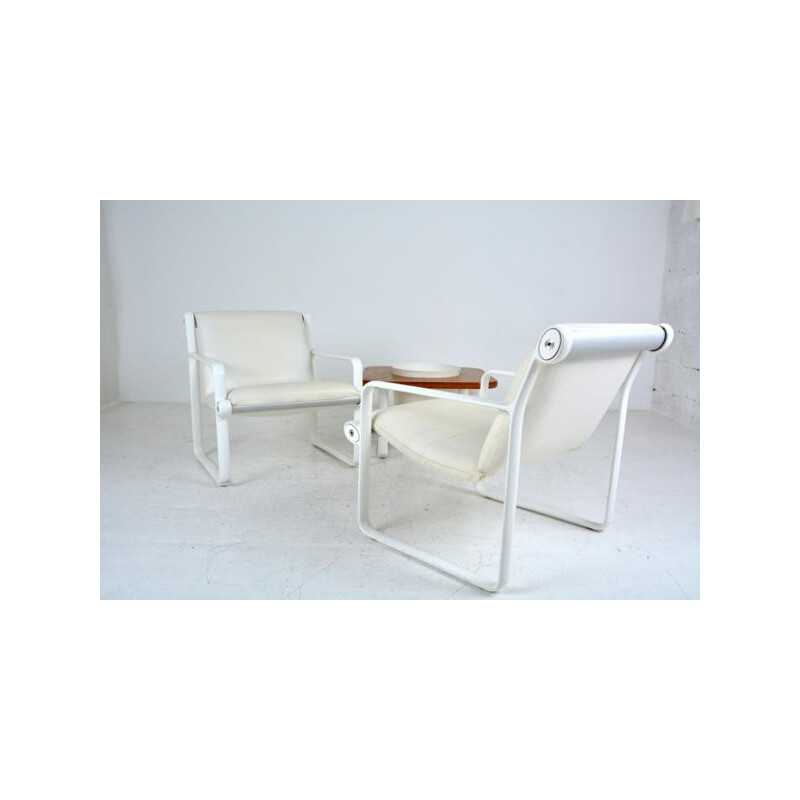 Set of 2 armchairs and coffee table by Bruce Hannah and Andrew Morrisson, Knoll edition - 1970s