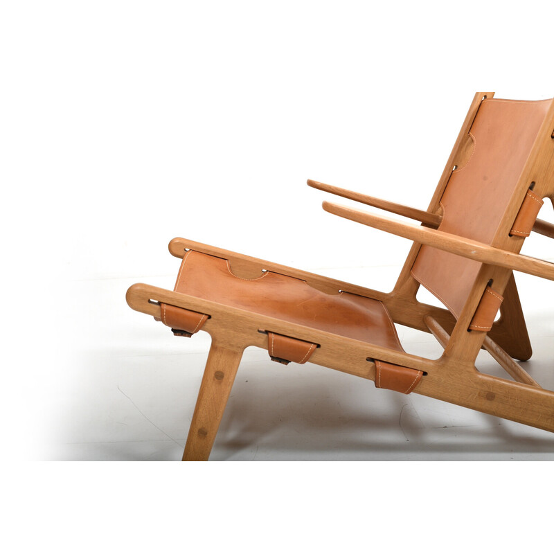 Pair of vintage model 2229 armchairs in oak and natural leather by Børge Mogensen for Fredericia Stolefabrik, 1970