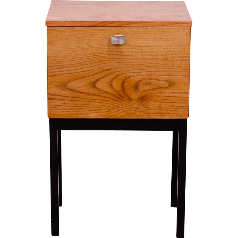 Vintage ash wood and maple bedside table by Jindřich Halabala for Up Závody, Czechoslovakia 1960