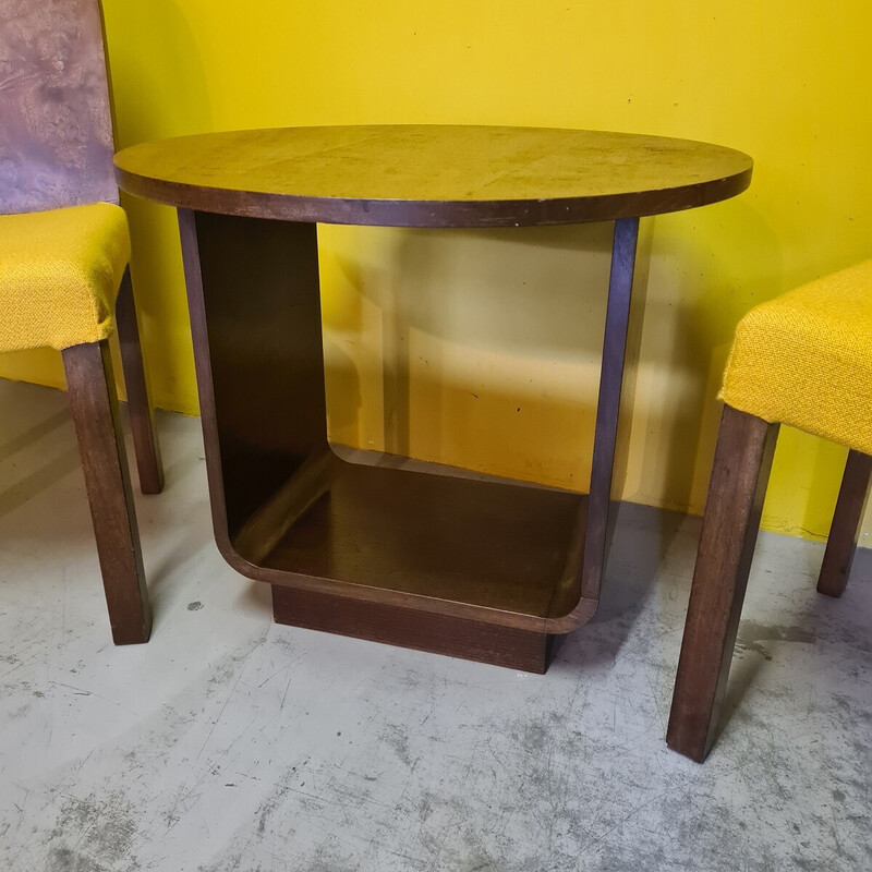 Vintage burl and walnut veneer dining set, 1960