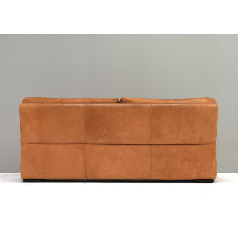 Vintage 2-seater sofa Sofa in beige leather for Roche Bobois, France 1980