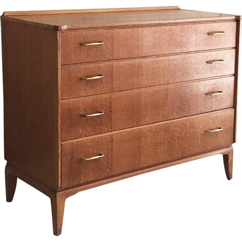 Lebus Link mid century teak chest of drawers with brass handles - 1960s