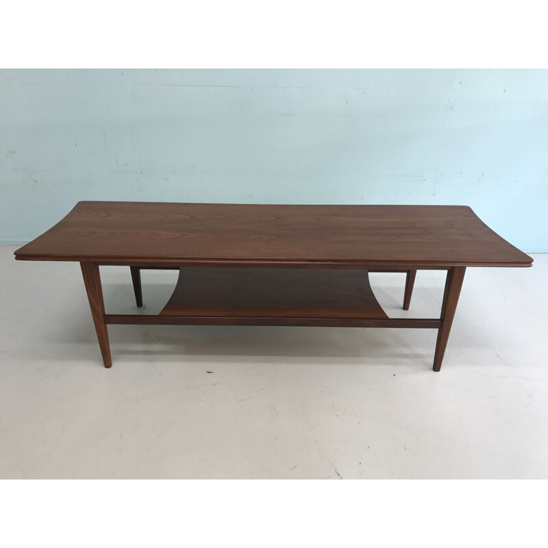 Mid century teak coffee table with magazine rack - 1960s