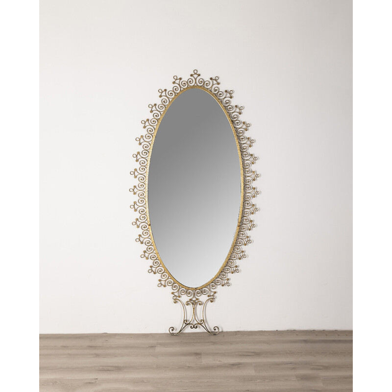 Vintage wall mirror with gilded iron and glass for Pier Luigi Colli, 1950