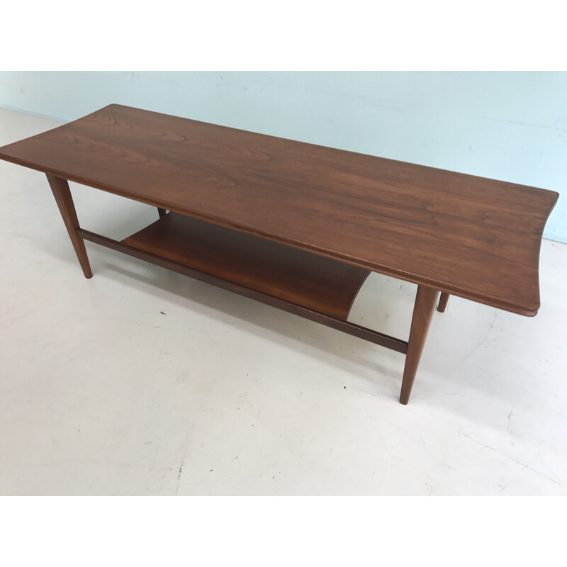 Mid century teak coffee table with magazine rack - 1960s